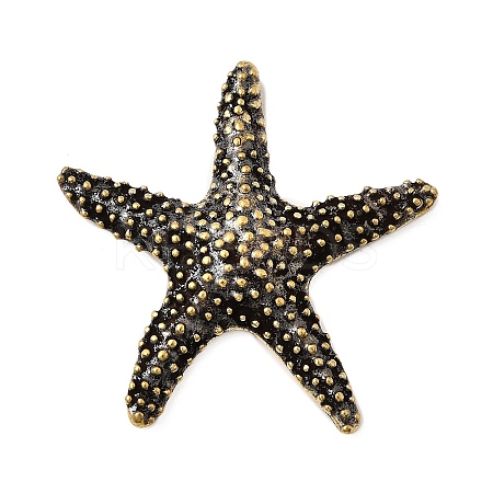 Brass Starfish Miniature Figurines Statues for Home Office Desktop Ornament KK-S335-06AB-1