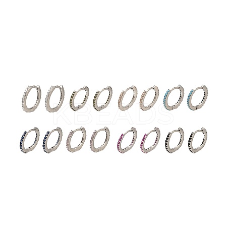Rack Plating Brass Micro Pave Cubic Zirconia Hoop Earrings EJEW-H143-15P-1