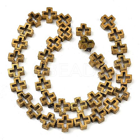 Electroplated Natural Lava Rock Beads Strands G-K388-02E-1