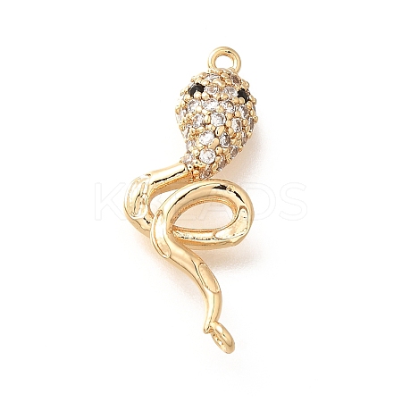 Brass Micro Pave Clear & Black Cubic Zirconia Connector Charms KK-C085-18G-1