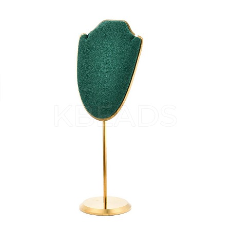 Bust Shaped Microfiber Necklace Display Stands with Golden Tone Aluminum Alloy Support ODIS-H006-01B-1