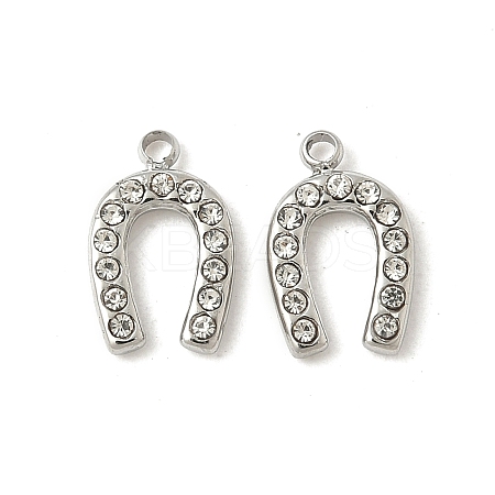 304 Stainless Steel Rhinestone Pendants STAS-V015-12P-1