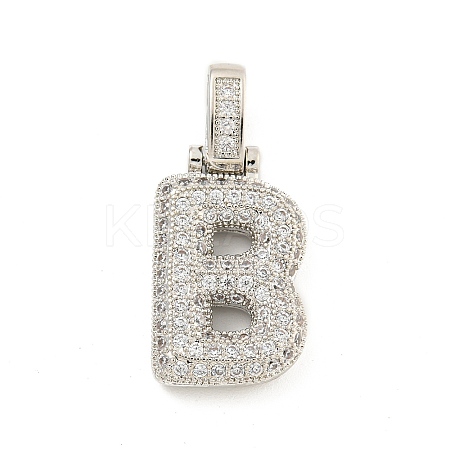 Brass Micro Pave Clear Cubic Zirconia Pendants KK-B099-01P-B-1