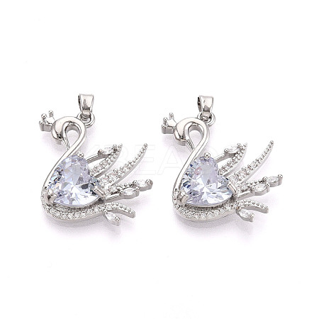 Brass Micro Pave Cubic Zirconia Pendants KK-N264-10A-P-1