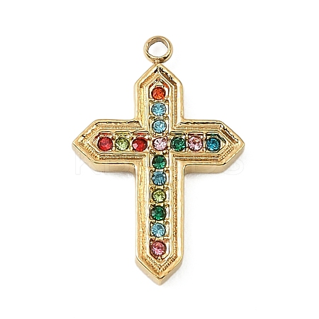 304 Stainless Steel Rhinestone Pendants STAS-P430-01A-G02-1