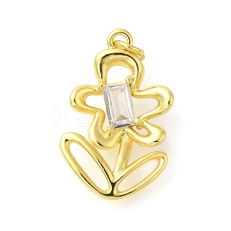 Rack Plating Brass Micro Pave Cubic Zirconia Pendants KK-S396-41G-1