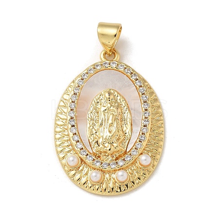Brass Micro Pave Clear Cubic Zirconia Pendants KK-U046-07G-1