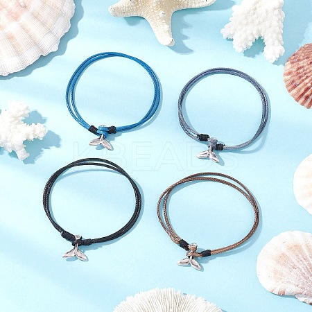 Whale Fishtail Alloy Charm Bracelets BJEW-JB11853-1