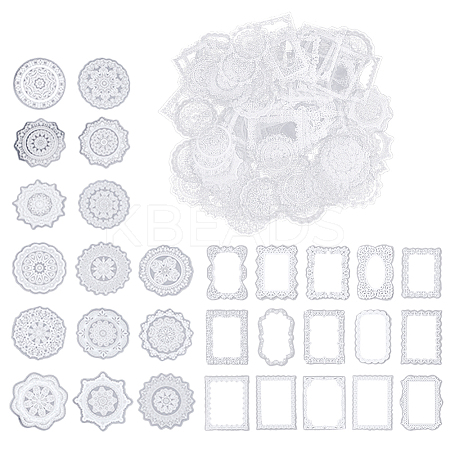 6 Bags 2 Styles PET Waterproof Lace Decorative Stickers STIC-SC0001-02B-1