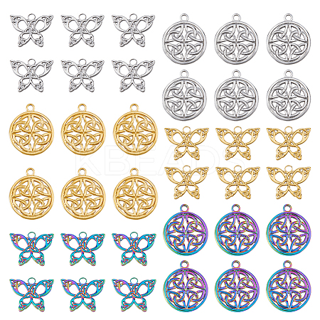 24Pcs 6 Styles 201 Stainless Steel Pendants STAS-DC0013-69-1