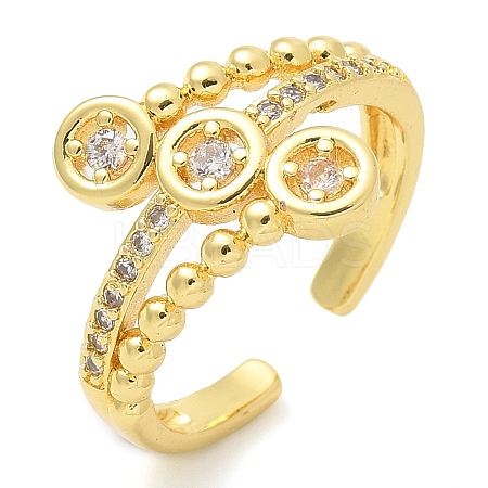 Brass Micro Pave Clear Cubic Zirconia Cuff Rings RJEW-M029-02G-1