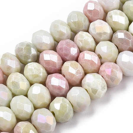 Faceted Electroplated Glass Beads Strands GLAA-C023-02-B03-1