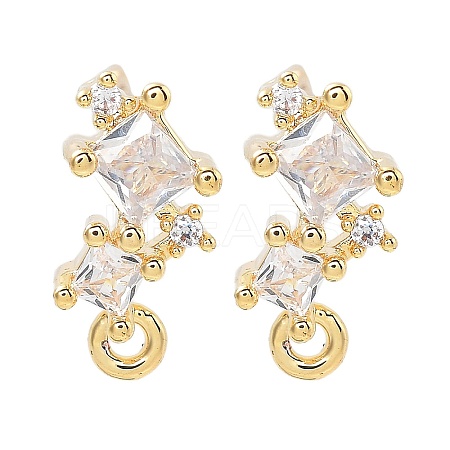 Brass Clear Cubic Zirconia Stud Earring Findings KK-A238-01F-G-1
