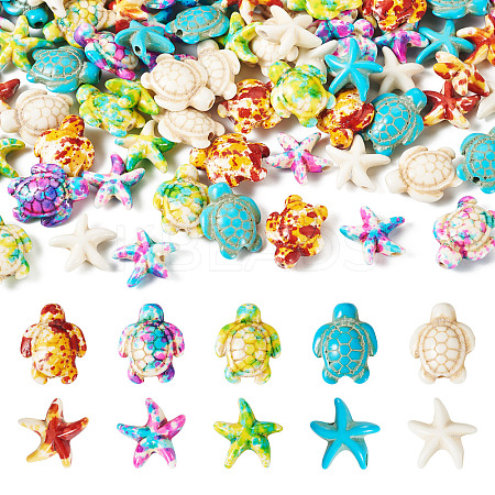 100Pcs 10 Styles Dyed Synthetic Turquoise Beads G-TA0002-04-1