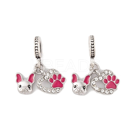 Rack Plating Alloy Crystal Rhinestone European Dangle Charms X-FIND-C055-28P-1