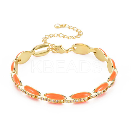Brass Micro Pave Cubic Zirconia Link Chain Bracelet for Women BJEW-T020-05G-03-1