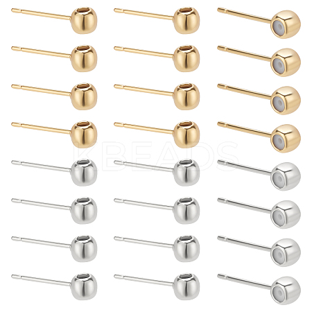 40Pcs 2 Colors Rack Plating Brass Stud Earring Findings KK-PH0004-80-1
