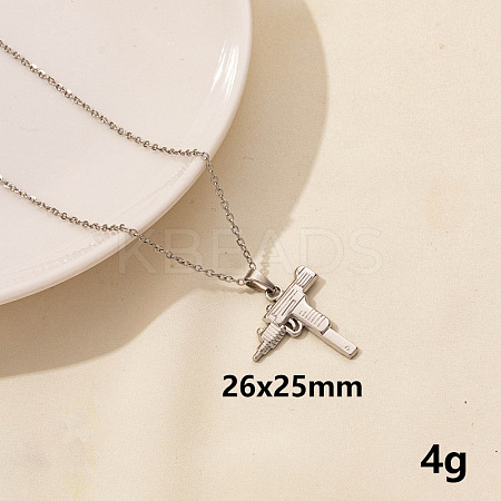 Stylish Stainless Steel Gun Pendant Necklace for Women GL2077-7-1