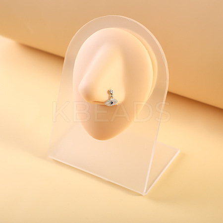 316L Surgical Stainless Steel Micro Pave Clear Cubic Zirconia L-Shaped Nose Rings WGEAB3E-04-1