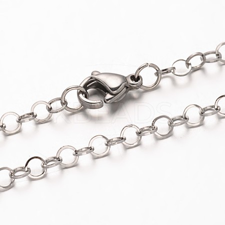 Tarnish Resistant 304 Stainless Steel Rolo Chain Necklaces NJEW-L349-02P-1