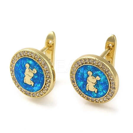 Rack Plating Brass Micro Pave Cubic Zirconia Hoop Earrings EJEW-P277-06B-G-1