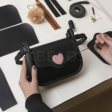 DIY Imitation Leather Heart Crossbody Lady Bag Making Kits PW-WG48380-04-1