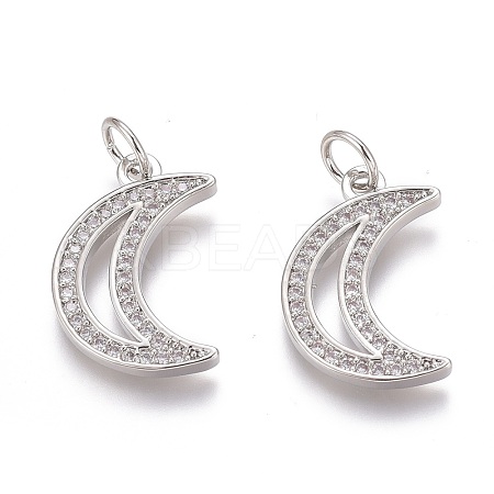 Brass Micro Pave Clear Cubic Zirconia Pendants ZIRC-Z008-24P-1