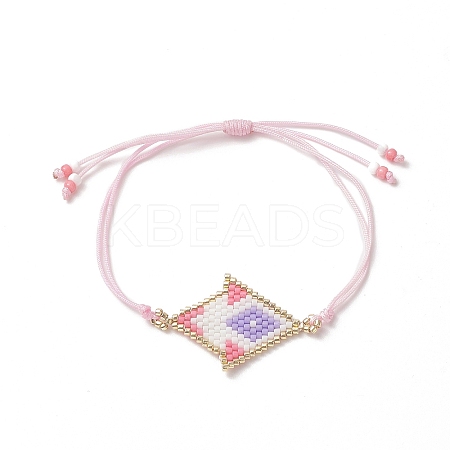 Rhombus Handmade Loom Pattern Glass Seed Braided Bead Bracelets BJEW-MZ00008-1