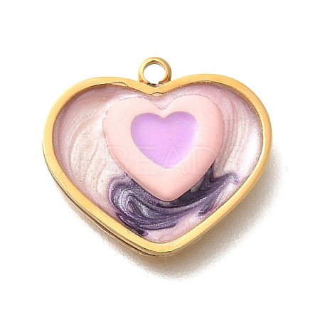304 Stainless Steel Enamel Pendants STAS-Q347-01G-B-1