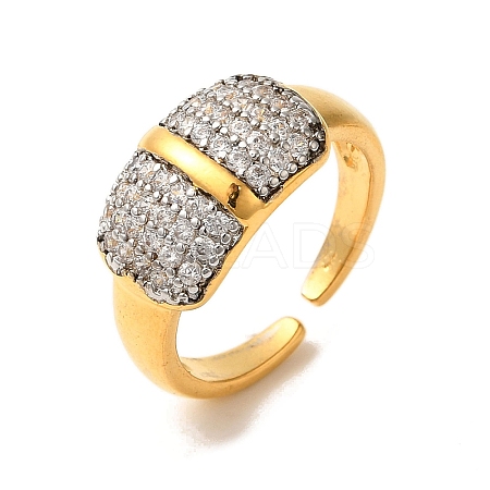 Brass Micro Pave Cubic Zirconia Cuff Rings for Women RJEW-G325-11E-GP-1