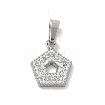 Ion Plating(IP) 304 Stainless Steel Micro Pave Cubic Zirconia Pendants STAS-Z107-06P-06-1