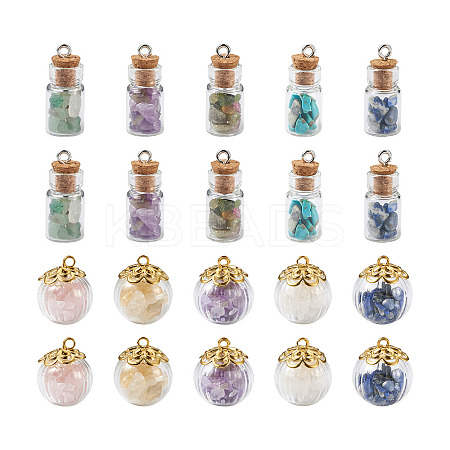 40Pcs 2 Style Glass Bottle Pendants FIND-CD0001-21-1