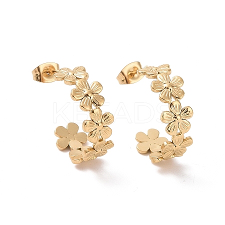Ion Plating(IP) 304 Stainless Steel Flower Wrap Stud Earrings X-EJEW-G326-03G-1