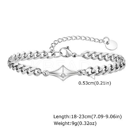 304 Stainless Steel & Rhinestone Link Bracelets WGBC272-01-1