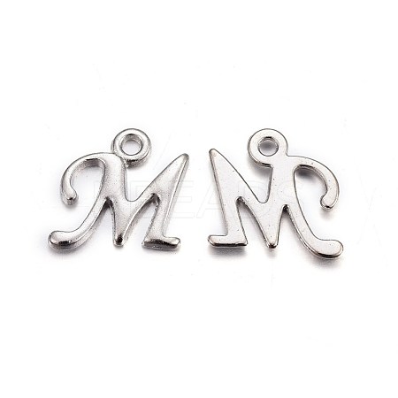 Platinum Plated Alloy Letter Pendants PALLOY-J718-01P-M-1