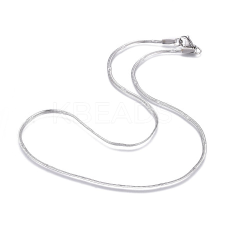 Non-Tarnish 304 Stainless Steel Flat Snake Chain Necklaces NJEW-F277-02B-P-1