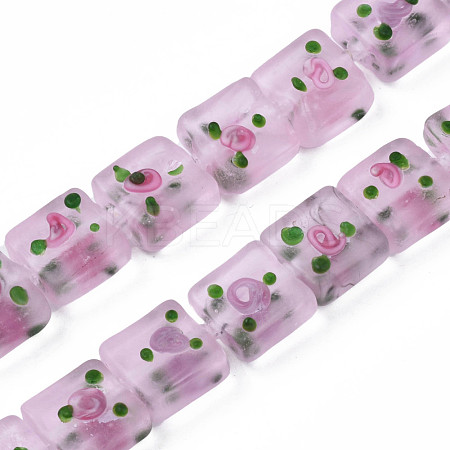 Handmade Frosted Lampwork Beads Strands LAMP-N021-38A-1