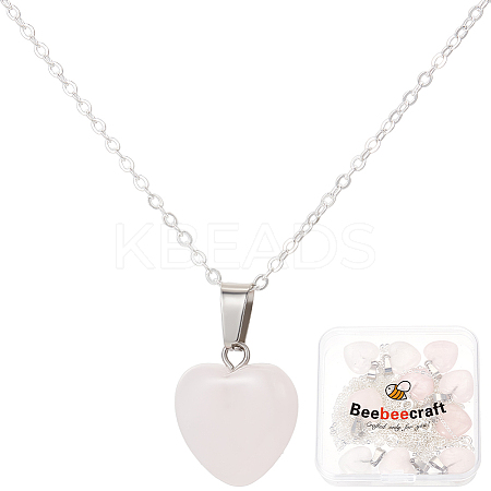 10Pcs Natural Rose Quartz Geometry Pendant Necklace NJEW-BBC0001-17-1
