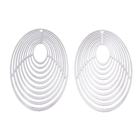 Non-Tarnish 201 Stainless Steel Filigree Pendants X-STAS-R102-36P-1