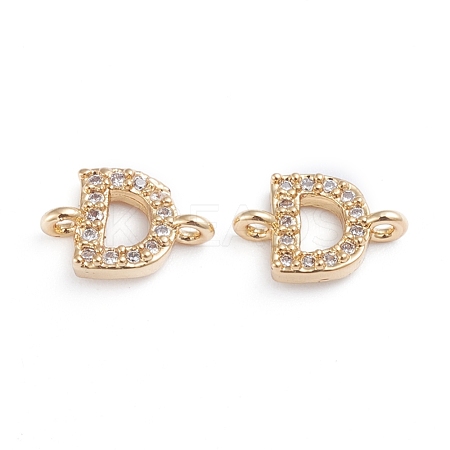 Brass Micro Pave Cubic Zirconia Letter Links ZIRC-I042-16G-D-1