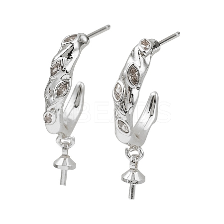 Rack Plating Brass Micro Pave Clear Cubic Zirconia Studs Earrings Finding KK-T072-10P-1