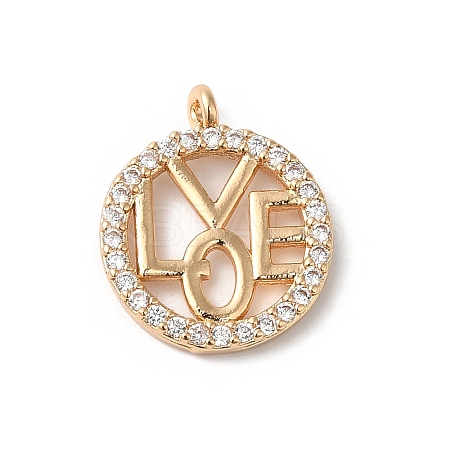 Brass Micro Pave Clear Cubic Zirconia Pendants KK-C062-078G-1