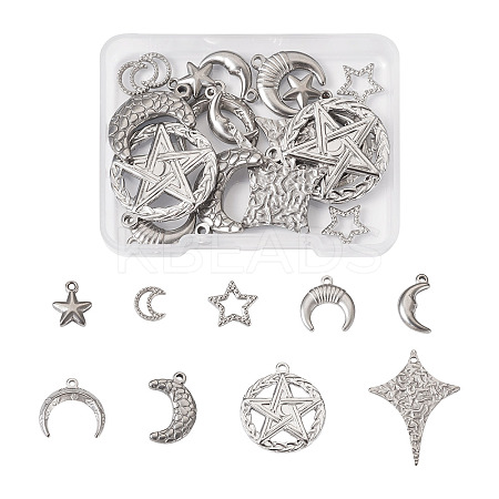 18Pcs 9 Styles 304 Stainless Steel Pendants STAS-TA0001-84-1
