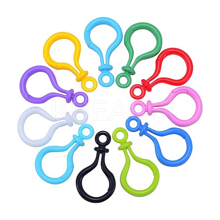 120Pcs 12 Colors Opaque Solid Color Bulb Shaped Plastic Push Gate Snap Keychain Clasp Findings KY-CJ0001-25-1