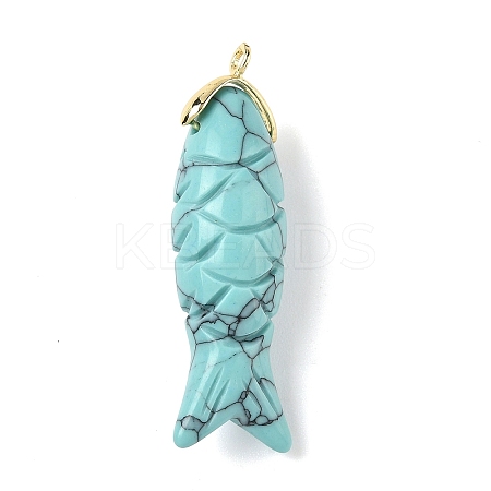 Synthetic Turquoise Carved Pendants G-P599-08G-08-1
