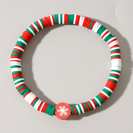 Christmas Polymer Clay Heishi & Acrylic Beads Stretch Bracelets for Women MC0425-4-1