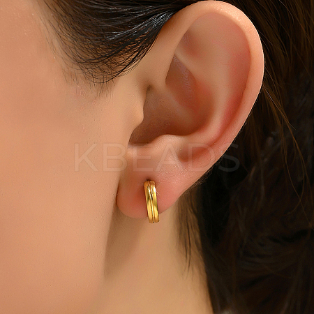 Fashionable Simple 201 Stainless Steel Round Hoop Earrings BX6827-1