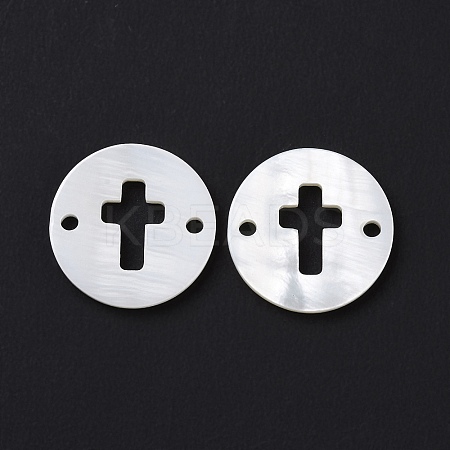 Natural Freshwater Shell Connector Charms SHEL-H001-09-1