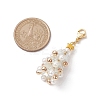 Christmas Tree Glass & Shell Pearl Pendant Decorations HJEW-TA00182-02-3