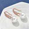 Round Brass Micro Pave Clear Cubic Zirconia Dangle Earrings EJEW-D318-01RG-3